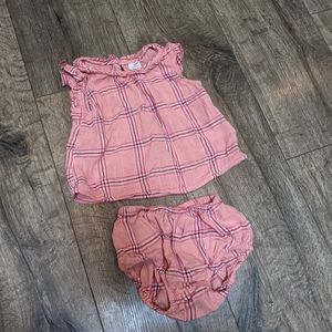Old Navy 6-12 Month Girl Pink Plaid Sleeveless Top Bloomer Shorts Spring Summer